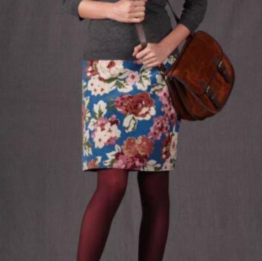 BODEN Floral Corduroy Skirt